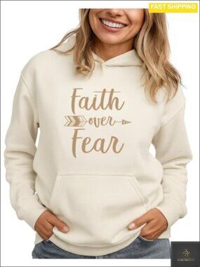 Faith Over Fear Graphic Hoodie Christian Pullover Sweatshirt Women Teens